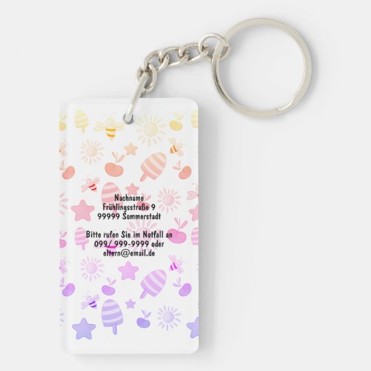 Lolli Frühling Notfall Schlüsselanhänger Kinder  (Rückseite)