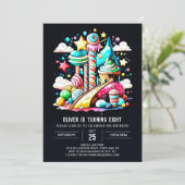 Lollipop Candy Fantasy Birthday Einladung (Stehend Vorderseite)