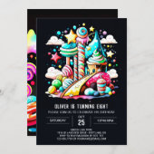 Lollipop Candy Fantasy Birthday Einladung (Vorne/Hinten)