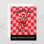 Lollipop Candy Funny Valentines Day Postcard Postkarte (Vorne/Hinten)
