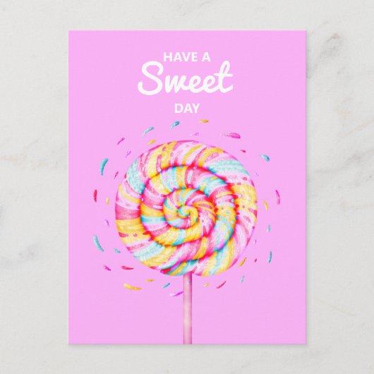 Lollipop Candy Illustration Haben einen süßen Tag Postkarte (Vorderseite)