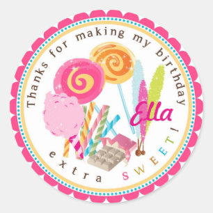 Lollipop Candy Land Birthday Stickers