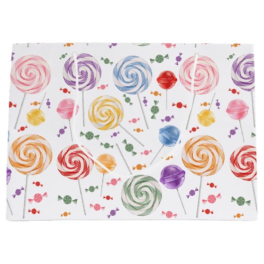 Lollipop Candy Pattern farbenfroh Große Geschenktüte (Vorderseite)