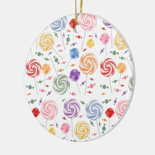 Lollipop Candy Pattern farbenfroh Keramik Ornament (Links)