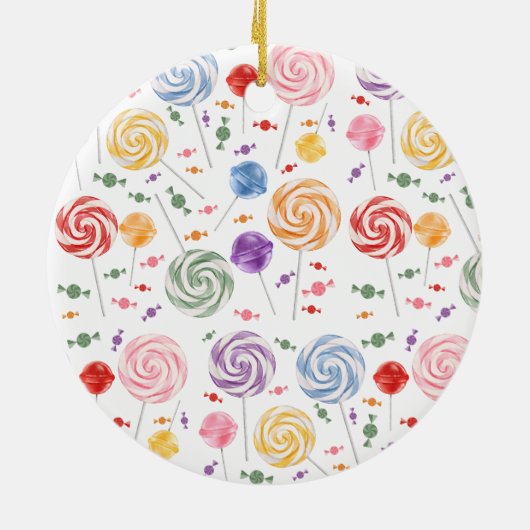 Lollipop Candy Pattern farbenfroh Keramik Ornament (Hinten)