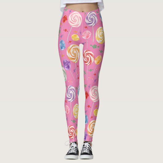 Lollipop Candy Pattern farbenfroh Leggings (Vorderseite)