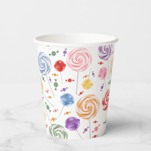 Lollipop Candy Pattern farbenfroh Pappbecher (Rückseite)