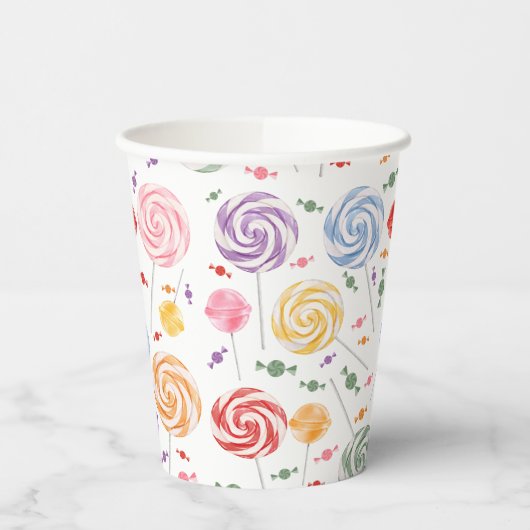 Lollipop Candy Pattern farbenfroh Pappbecher (Links)