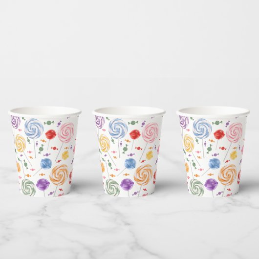 Lollipop Candy Pattern farbenfroh Pappbecher (Multi)