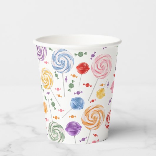 Lollipop Candy Pattern farbenfroh Pappbecher (Vorderseite)