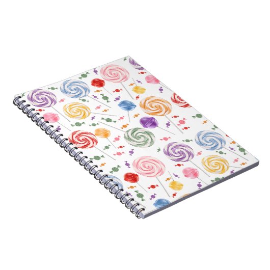Lollipop Candy Pattern Farbiges Notebook Notizblock (Rechte Seite)
