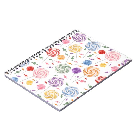 Lollipop Candy Pattern Farbiges Notebook Notizblock (Linke Seite)