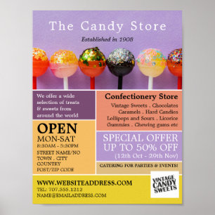 Lollipop Candy, Süßwarenartikel Werbung Poster