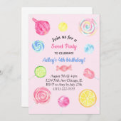 Lollipop Candy Sweet Girl Birthday Einladung (Vorne/Hinten)
