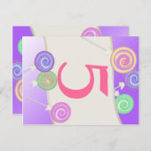 Lollipop Candy Tischnummer Card (Vorne/Hinten)