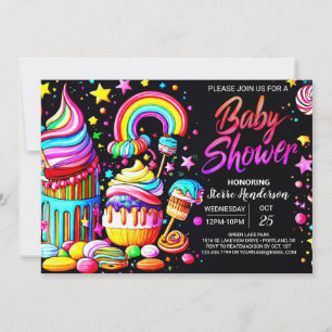 Lollipop Candyland Baby Shower Einladung