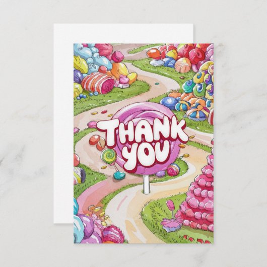 Lollipop Candyland danke Karte (Vorne/Hinten)