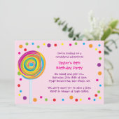 Lollipop Einladungen Candyland Geburtstagsparty Pi (Stehend Vorderseite)