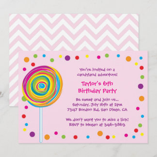 Lollipop Einladungen Candyland Geburtstagsparty Pi