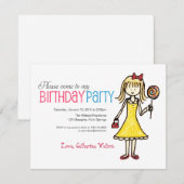 Lollipop, Girl Birthday Party Einladungen (Vorne/Hinten)