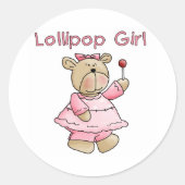 Lollipop Girl Runder Aufkleber (Vorderseite)
