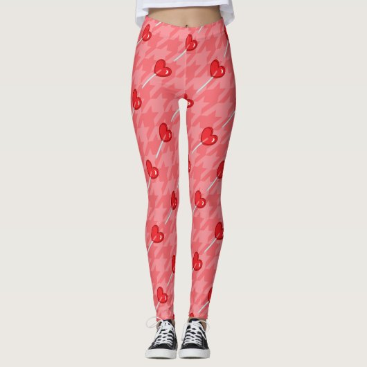 Lollipop-Leggings aus rosa Hahnentrittmuster Leggings (Vorderseite)