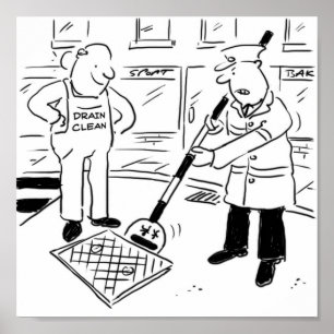 Lollipop Man benutzt sein Zeichen, um einen Abflus Poster