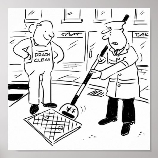 Lollipop Man benutzt sein Zeichen, um einen Abflus Poster (Vorne)