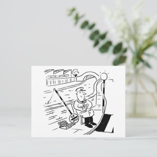 Lollipop Man fischen mit seinem Lollipop Postkarte (Stehend Vorderseite)