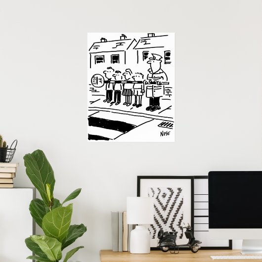 Lollipop Man nutzt Lollipop, um eine Barriere zu m Poster (Heimbüro)