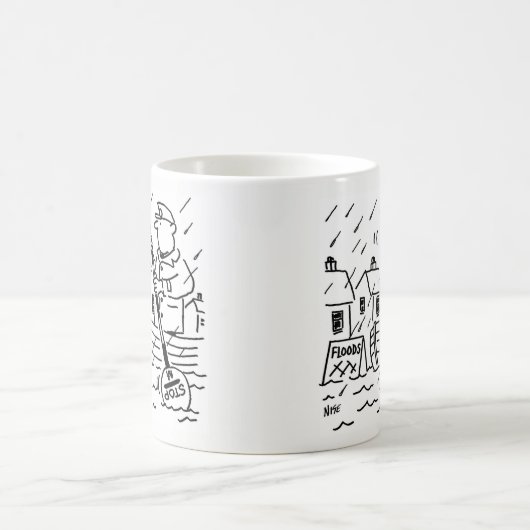 Lollipop Man Ruderboot in Flut mit Lollipop Kaffeetasse (Mittel)