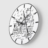 Lollipop Man rudert ein Boot in den Überschwemmung Große Wanduhr (Winkel)