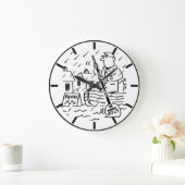 Lollipop Man rudert ein Boot in den Überschwemmung Große Wanduhr (Zuhause)