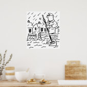 Lollipop Man rudert ein Boot in den Überschwemmung Poster (Küche)