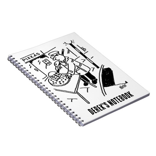 Lollipop Man schneidet eine Pizza Notizblock (Rechte Seite)