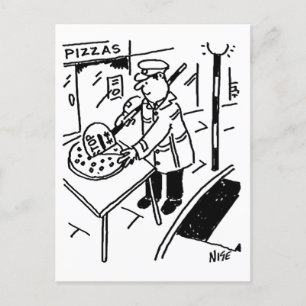 Lollipop Man schneidet eine Pizza Postkarte