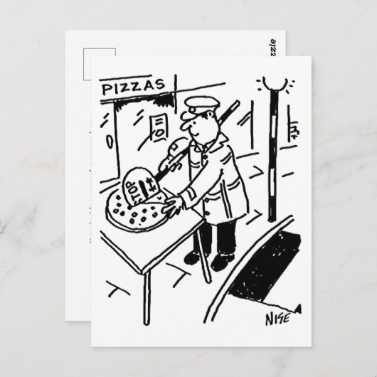 Lollipop Man schneidet eine Pizza Postkarte (Vorne/Hinten)