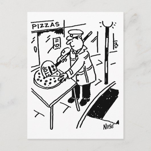 Lollipop Man schneidet eine Pizza Postkarte (Vorderseite)