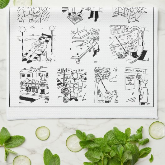 Lollipop Man Selection of Funny Cartoon on a Geschirrtuch (Gefaltet)