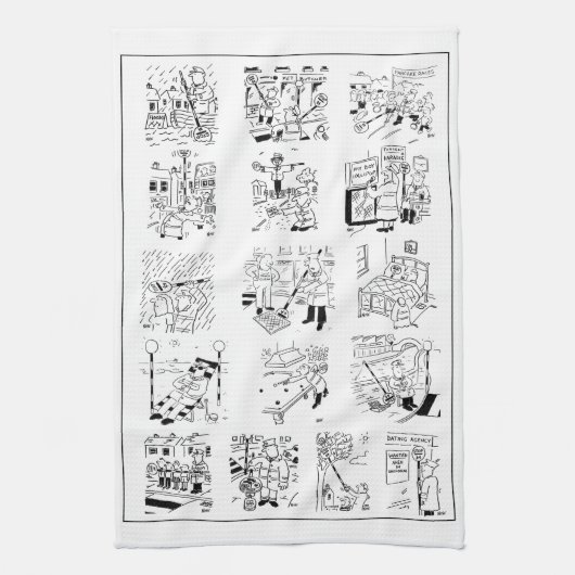 Lollipop Man Selection of Funny Cartoon on a Geschirrtuch (Vertikal)