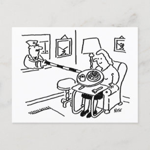 Lollipop Man serviert Essen aus seinem Küchenhütch Postkarte