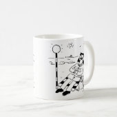 Lollipop Man Sunbaden in einer surrealen Illustrat Kaffeetasse (VorderseiteRechts)