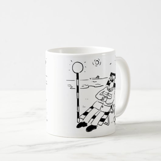 Lollipop Man Sunbaden in einer surrealen Illustrat Kaffeetasse (VorderseiteRechts)