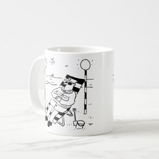 Lollipop Man Sunbaden in einer surrealen Illustrat Kaffeetasse (Vorderseite Links)