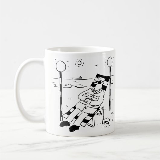 Lollipop Man Sunbaden in einer surrealen Illustrat Kaffeetasse (Links)