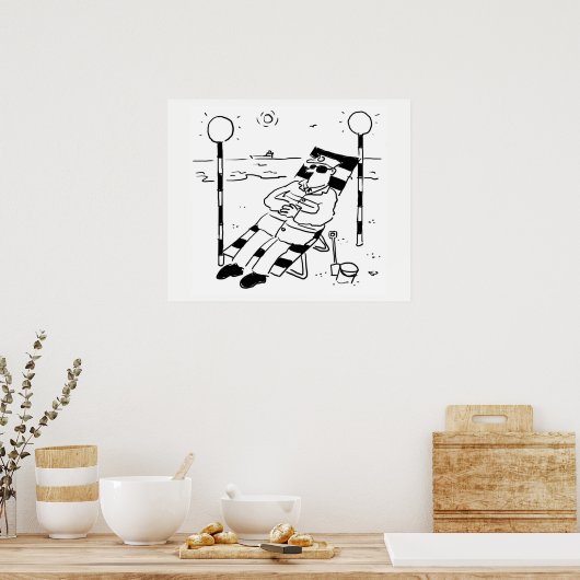 Lollipop Man Sunbaden in einer surrealen Illustrat Poster (Küche)