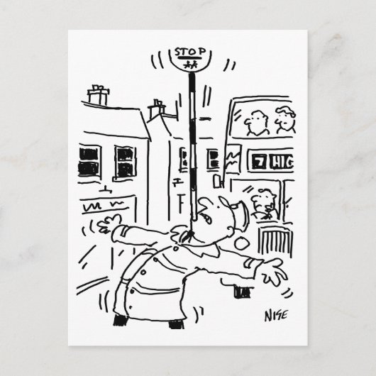 Lollipop Man zeigt ab Postkarte (Vorderseite)