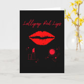Lollipop rote Lippen. Girly Lippenstift-Süßigkeite Karte (Gelbe Blume)