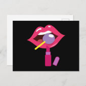 Lollipop rote Lippen. Girly Lippenstift-Süßigkeite Postkarte (Vorne/Hinten)