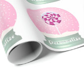 Lollipop-Schneekugel niedliche Rosa Girl Winter Geschenkpapier (Rolleneckpunkt)